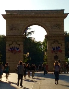 Once we ate under the arch whist traffic was still using the road